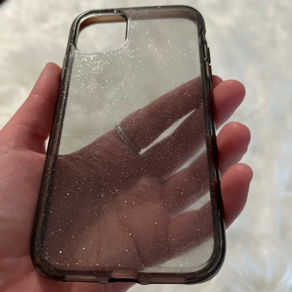 Iphone 11 pro lifeproof phone case sheer black with silver sparkles